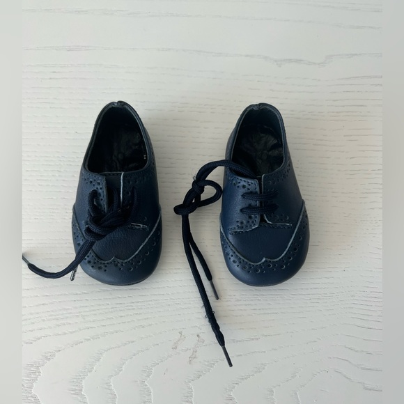 Baby Boy Leather Dark Navy Little Shoes. Size 18. NEW - Picture 2 of 8